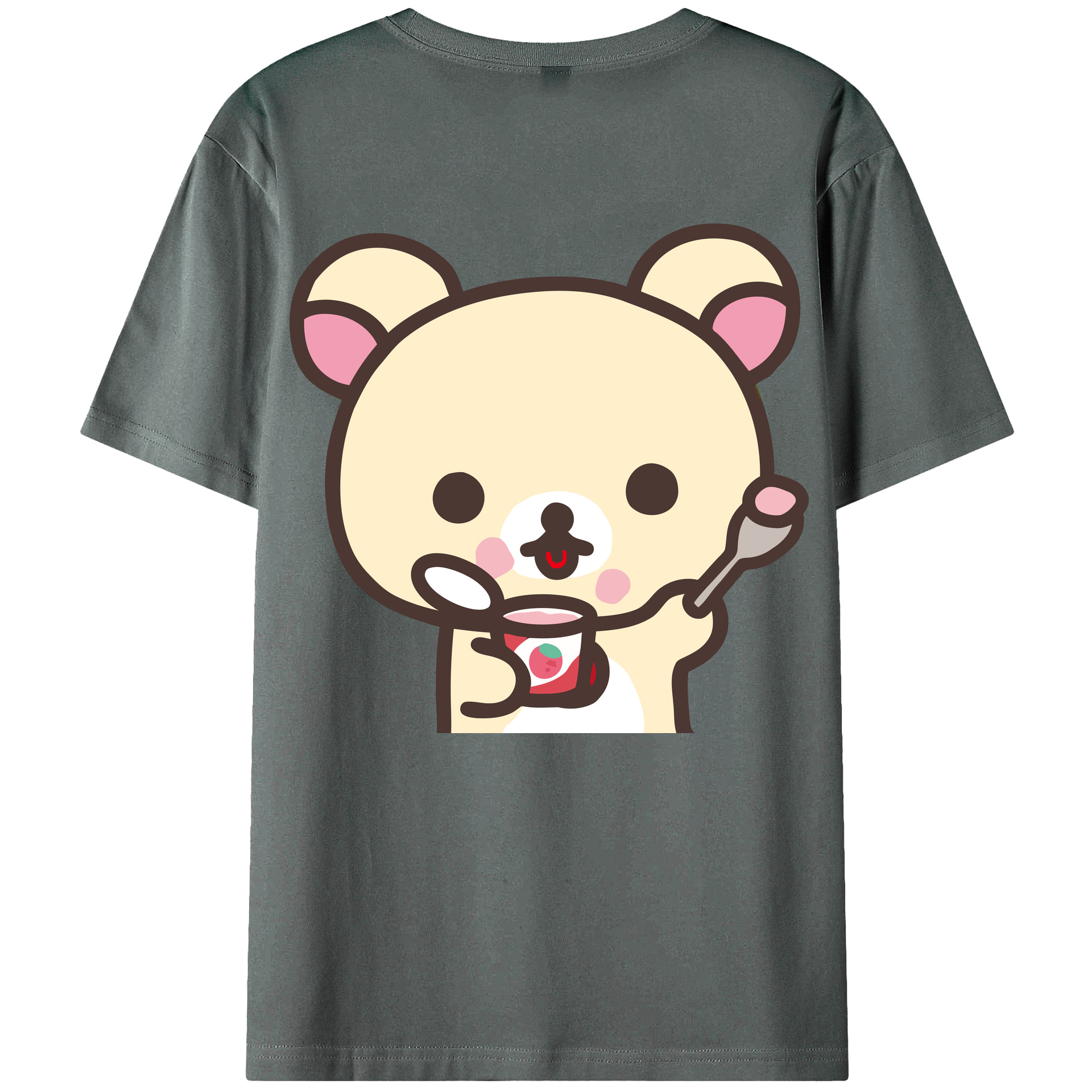 （画像用） リラックマ リラックマ キイロイトリ Rilakkuma Korilakkuma Kiiroitori 綿100％ メンズ半袖Tシャツ（バックプリント） 通気性
